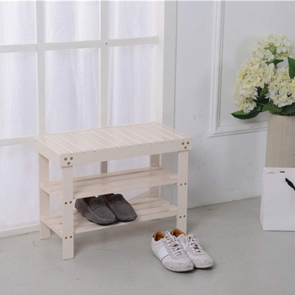 XYSQWZ Shoe Racks Storage Wooden, Shoe Racks, 2 Tier Bamboo Shoe Rack Bench Storage Organiser Holder Storage Shelf Ideal for Hallway, Bathroom, Living Room, Bedroom and Corridor 60 * 28 * 44.5 Cm
