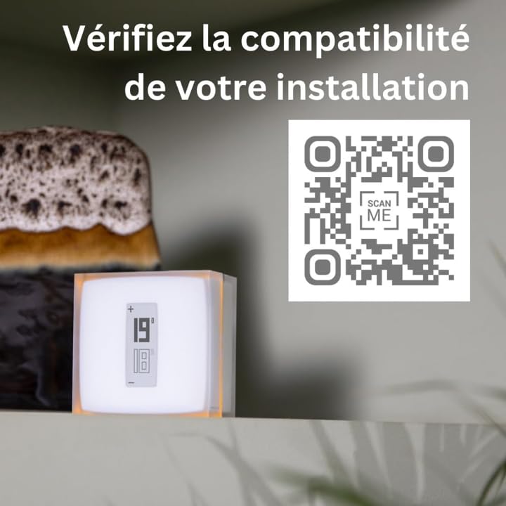 Netatmo Thermostat Connecté et Intelligent Économe en Énergie –WiFi- Réduisez Les Factures & Contrôlez Le Chauffage à Distance par Application, Compatible avec Les Chaudières Individuelles, NTH01-AMZ