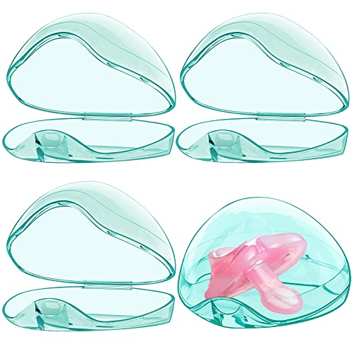 Image of Smlpuame Pacifier Case,4 Pack BPA Free Pacifier Holder Case,Transparent Container Box for Baby Binky（Not Included),Essential Pacifier Accessories,Alway Keep Paci Clean,Easy to Clean(Green)