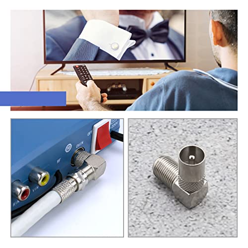 YINETTECH 10Pcs TV Aerial Coaxial Female to Male Right Angle Adaptor 90 Degree Right Angle Adaptor Connector Accessories for Receivers TV Set-top Boxes Radios - Image 2