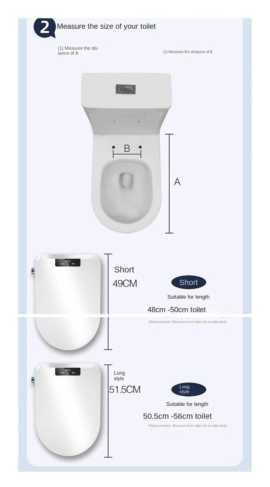 Tavoletta Wc Sedile bidet automatico con funzione di riscaldamento, sedile WC intelligente universale a forma di U e D(49cm Automatic cover,110V-130V)