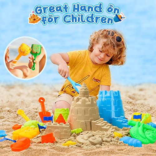 Toy Life 36Pcs Kids Beach Toys - Toddler Sand Toys Sandbox Toys With Beach Bucket Shovel Set, Sieve, Sand Castle Molds Kit, Animal Molds, Mesh Bag, Sand Castle Toys Travel Beach Toys For Kids #TOP3