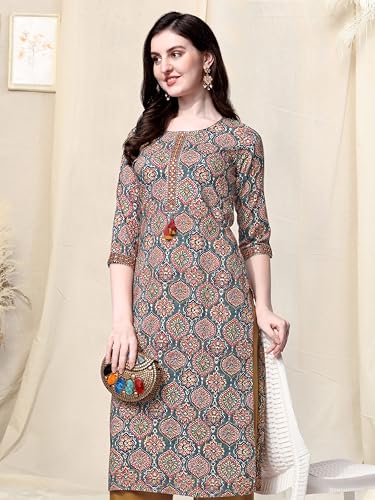 Image of MIRCHI FASHION Women's Straight Fit Paisley Printed And Embellished Kurta Set with Dupatta and Trouser