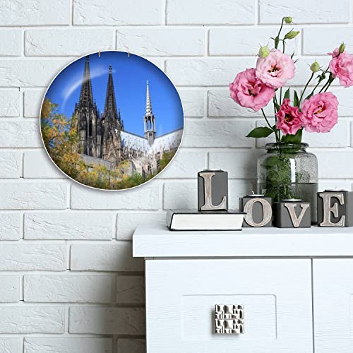 Disaoodank Decorative Plates Cologne Landmark Cologne Cathedral In Germany Wall Decor Ceramic Ornament With Display Stand And Hook Up For Festival, Parties, Wedding 8", Collector Plate #TOP2