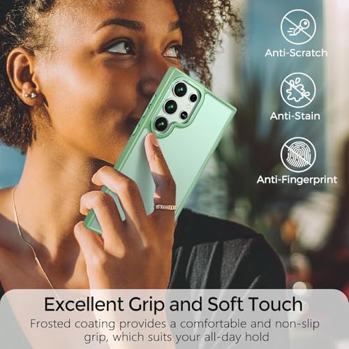 Image of DIZORO Polycarbonate Matte Case for Samsung S25 Ultra 5G Translucent Frosted Hard Back Phone Case Anti-Fingerprint Anti-Slip Shockproof Protective Case Cover for Samsung Galaxy S25 Ultra 5G Green