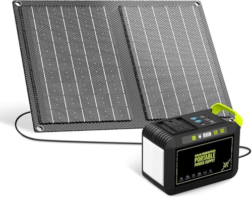 MARBERO 88.8Wh Solar Generator with 21W Solar Panel Included Portable Power Station 80W 110V 120W Max for Camping Outdoor Hiking Fishing Emergency