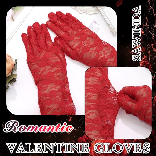 image for SAWINDA Long Lace Gloves Elbow Length Tea Party Gloves Elegant Stretch