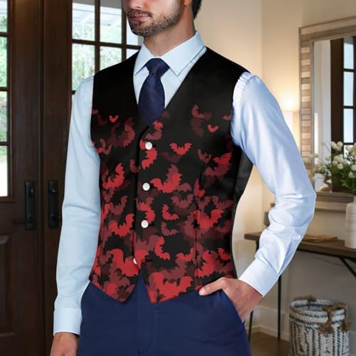 Halloween Vest for Men Lightweight Men's Halloween Suit Vest for Party Evening Slim Fit Waistcoat With Back Strap3