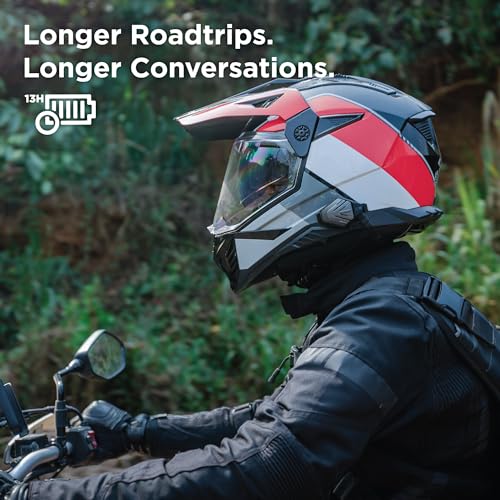 Image of BluArmor C10 Mesh Bluetooth Helmet Intercom - 1-to-1 Rider Communication, 1.2 km Range, HD Voice 16 kHz, IP67 Weatherproof, Bluetooth 5.3, Made in India