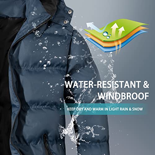 Image of MYJAJAYI Mens Puffer Jackets Insulated Winter Jacket Hood Winter Outwear Water-Resistant