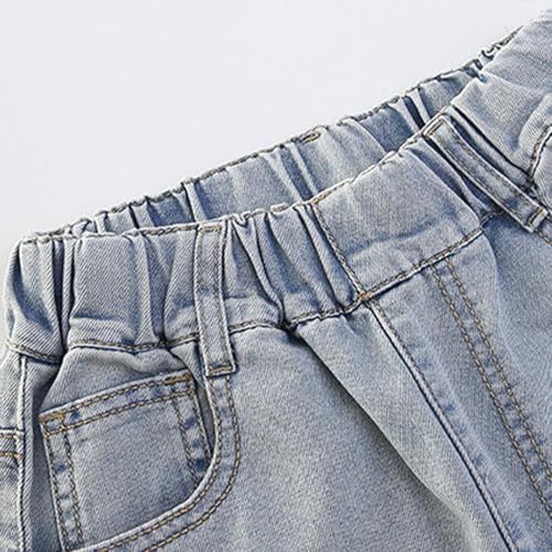 Girls High Waisted Jeans Star Print Straight Leg Denim Pants Baggy Boyfriend Jeans with Pockets3