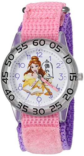 Disney Girl's 'Belle' Quartz Plastic and Nylon Watch, Color:Pink (Model: W002926)