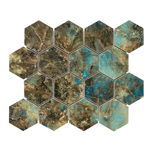 Tenedos HTC163 Green Emerald Hexagon Porcelain Mosaic Tile – Vibrant