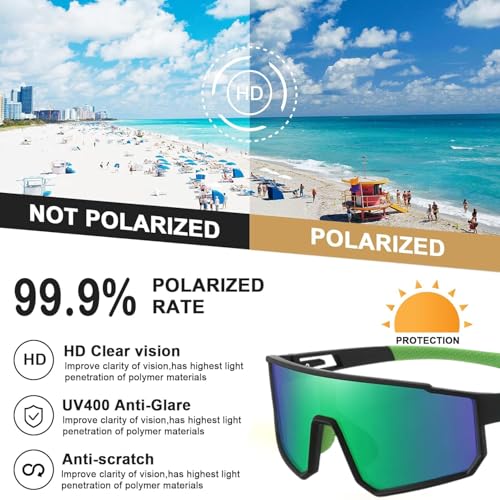 Image of MAXO POLARIZED Sports Sunglasses for Cricket Cycling Riding Biking Night Driving - Lightweight UV400 Protected Anti Glare Branded Goggles for Men - Stylish Mirrored Performance Shades