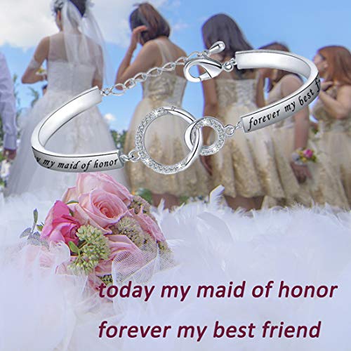Image of Zuo Bao Wedding Jewelry Maid of Honor Gift Today My Maid of Honor Forever My Best Friend Sister Bracelet Wedding Proposal Gift for Bridesmaid Flower Girl