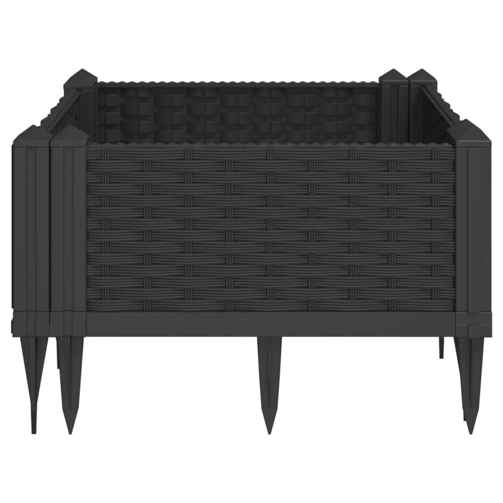 Skrzynia ogrodowa z czarnymi śledziami, 42,5 x 42,5 x 28,5 cm PP, skrzynka na sadzonki, pionowa skrzynka na rośliny ogrodowe, na balkon i do ogrodu, mini podniesiony ogród do sadzonek, pionowy
