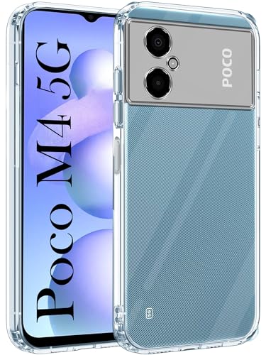 Image of Jkobi Back Cover for Poco M4 5G (Silicone Clear Shockproof Case with Camera Protection | Soft and Flexible | Transparent)