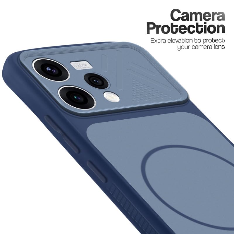 Image of Mr. Case Back Cover for Oppo Reno 15 5G | Ring Design Protective Case with Camera Cut Protection | Anti Slip Grip | Shockproof Mobile Cover - Blue
