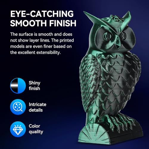 Image of JAYO Silk Dual Color PLA Filament 1.75mm Black-Green 1.1kg, Shiny Gradient Dual-Tone PLA, High Gloss Finish, Easy to Print, Layer Concealing, Fits for Most FDM 3D Printers