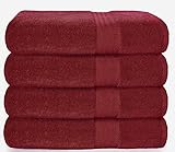 Glamburg Premium Cotton 4 Pack Bath Towel Set - 100% Pure Cotton - 4 Bath Towels 27x54 - Ideal for Everyday use - Ultra Soft & Highly Absorbent - Burgundy