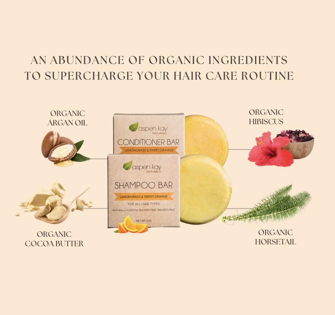 Moroccan Argan Oil Shampoo & Conditioner Bar set - Volumizing & Strengthening Argan Oil Conditioner for All Hair Types, Citrus Scent, Paraben & Sulfate Free, Made in USA - Image 3