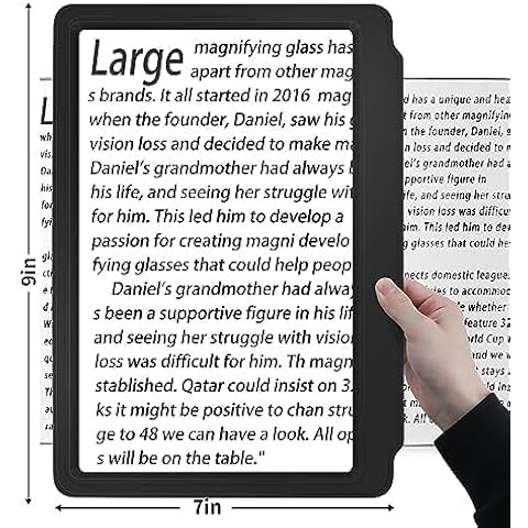 NZQXJXZ Large Magnifying Glass for Reading, 9''x7'' Full Book Page Viewing Area 5X Magnifier, Handheld Magnifier Lightweight Reading Magnifier for Seniors and Low Eyesight Person Cover