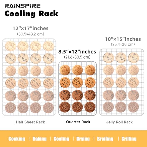 Image of Rainspire Cooling Rack Stainless Steel, Heavy Duty Cooling Racks for Cooking and Baking, Oven Safe Wire Rack for Cooking, Baking Rack for Oven Cooking Fits Quarter Sheet Pan (1, 8.5 inch x 12 inch)