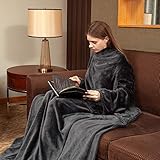 Viviland Fleece Wearable Blanket with Sleeves & Foot Pocket for Adult Women Men, Plush Throw with...