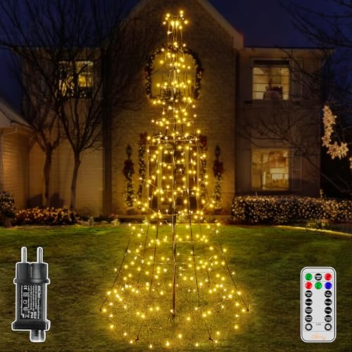 Ollny Weihnachtsbeleuchtung außen 202LEDs 1,8 m Lichterkette...