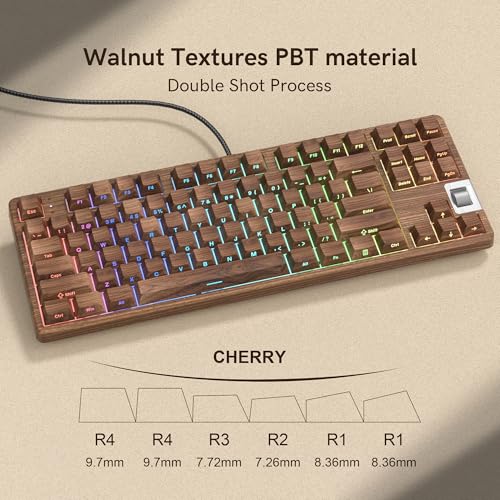 Image of Womier Retro Wired TKL Mechanical Keyboard with Volume Wheel,75% Percent RGB Backlit Gaming Keyboard,Hot Swappable with PBT keycaps,Pre-lubed Stabilizer for Mac /Win,Wood Pattern Theme