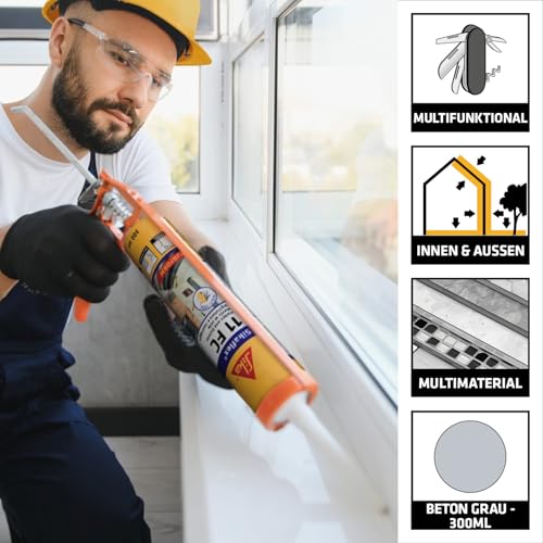 Sika – Kleb- und Dichtstoff – Sikaflex-11 FC Purform Elastisch Betongrau – geeignet für übliche Baustoffe – lösemittelfrei und emissionsarm – 300 ml