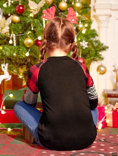 Image of BesserBay Girls Christmas Raglan Shirt Casual Leopard Stripe Patchwork Tunic Top 4-14 Years
