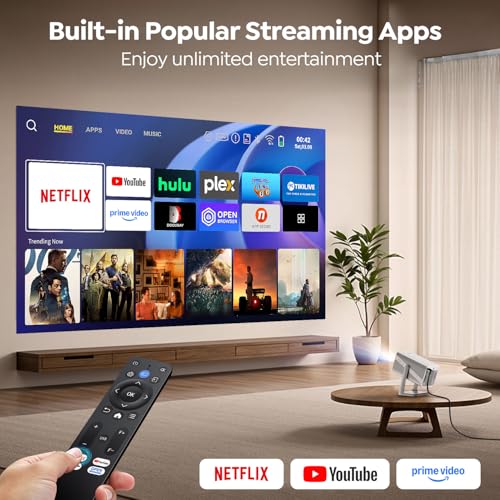 Image of [4K Support /Auto Focus /360Adjustable Stand]Smart-Projector-4K with WiFi 6 and Bluetooth5.2, Native 1080P Mini Portable Projector, Dolby Audio, TOPTRO Outdoor Movie Proyector Compatible with Netflix