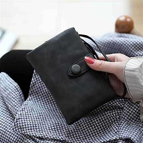 Trifold Leather Wallet for Women, Multi Card Organizer Small Women Wallet with Zippered Coin Pocket and Wristlet, Black, One Size3