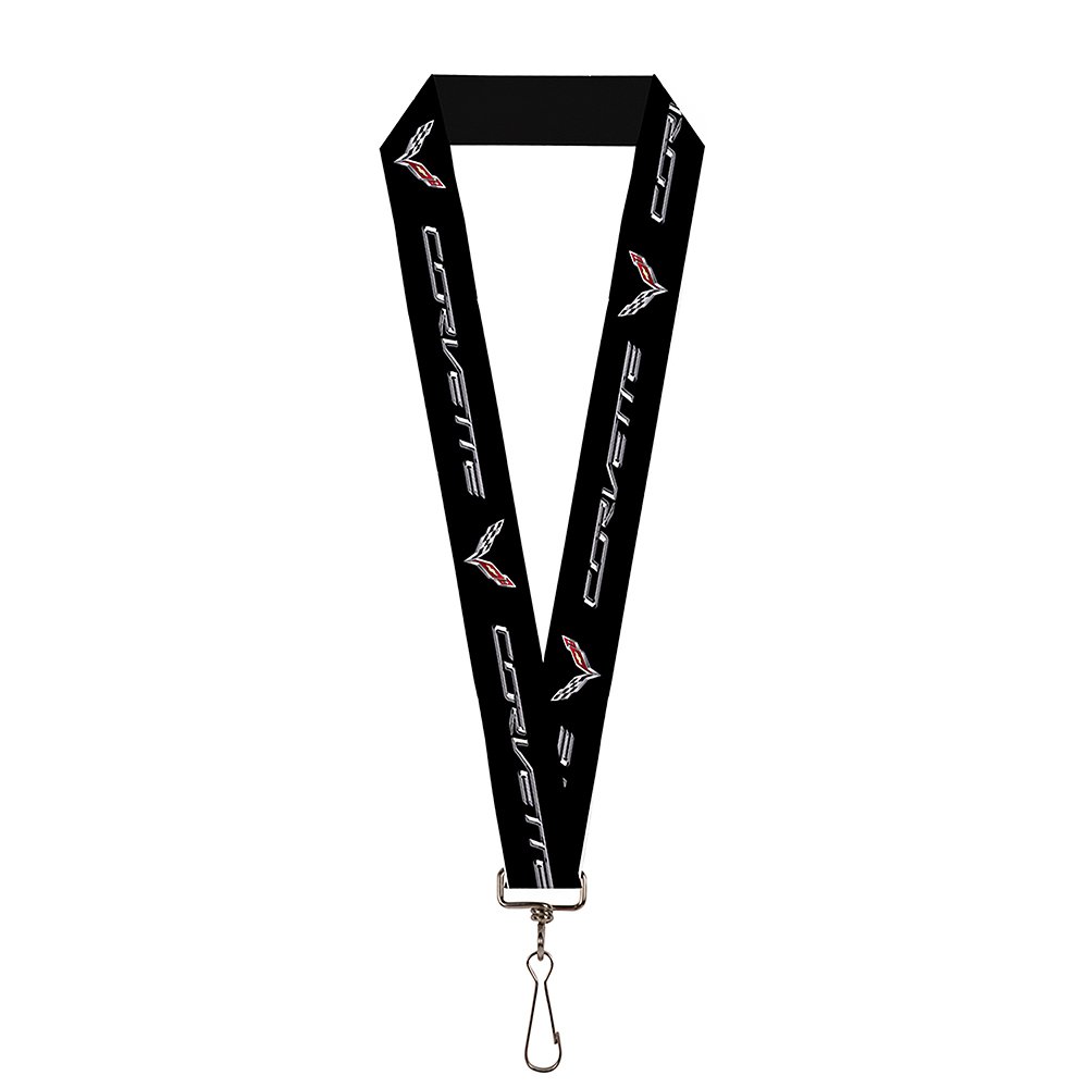 Buckle Down Lanyard - 1.0" - Corvette/c7 Logo Black/silver/red Accessory