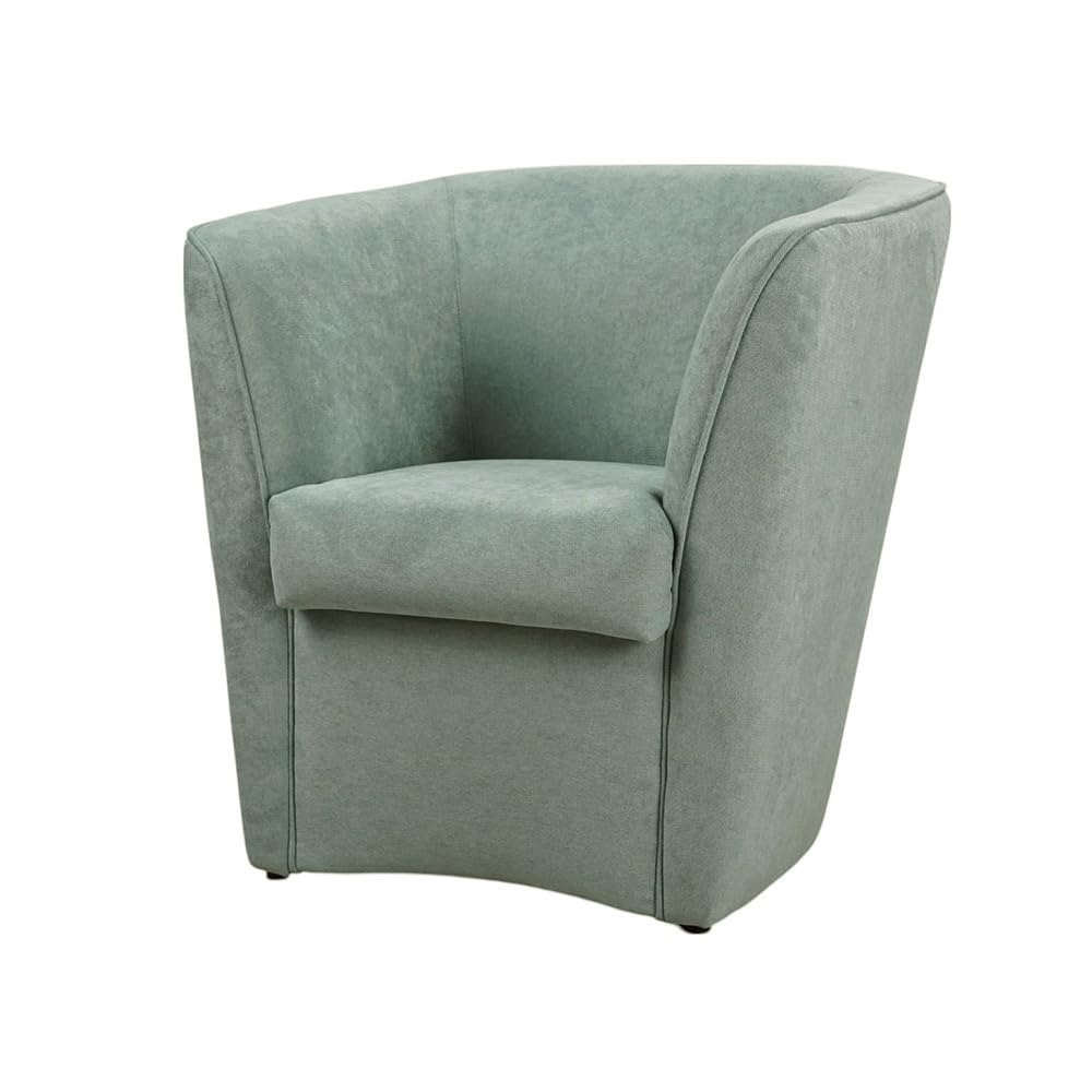 Poltrona in tessuto antimacchia rivestimento water repellent - struttura in legno - già assemblata - comoda e elegante - per camera da letto,soggiorno,ufficio, stile moderno (Verde Menta)