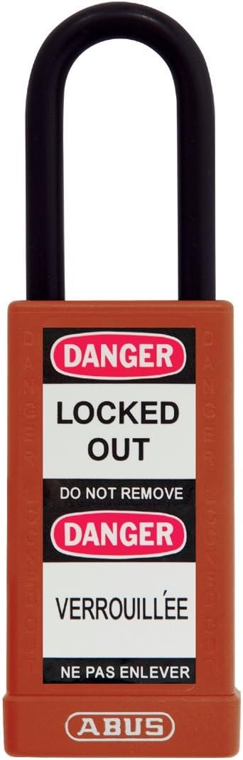 ABUS 74LB/40 KA Safety Lockout Non-Conductive Keyed Alike Padlock with 3-Inch Body and 1-1/2-Inch Shackle, Red