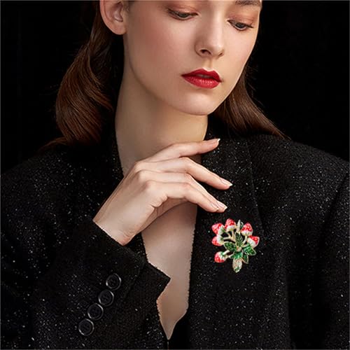 Image of coadipress Cute Strawberry Enamel Brooch Pins for Women Red Strawberry Dripping Oil Fruit Brooches Fashion Elegant Fruit Lapel Pin Badge Jewelry Gift