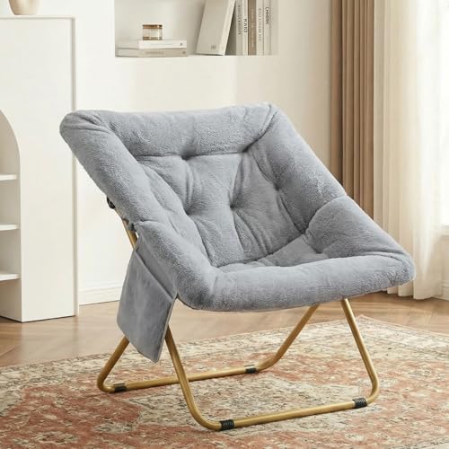 Sillón plegable tipo peluche gris miniatura 1