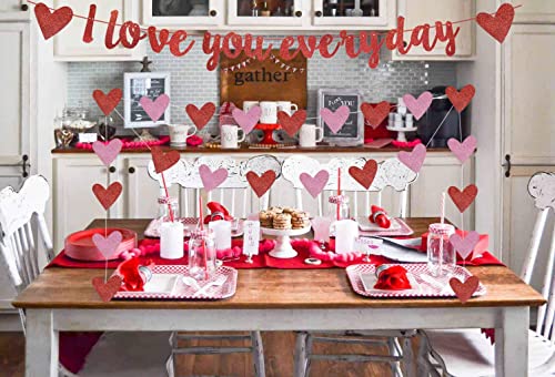 Image of Festiko Kids I Love You Everyday Banner, Red Glittery Valentines Day Banner For Valentines Day Party Decorations, Engagement, Wedding Anniversary Party Decorations Photo Props, Valentines Day