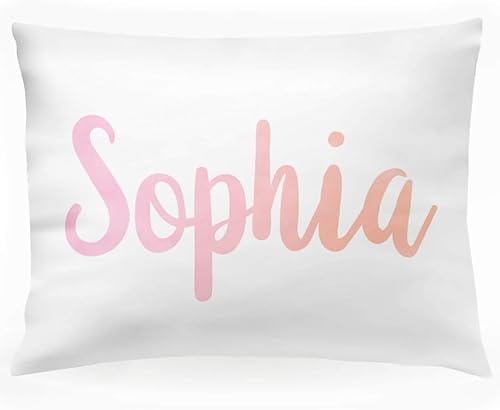 Funda de almohada personalizada con nombre para niñas, rosa y naranja degradado, regalo personalizado para niños, funda de almohada estándar de 20 x