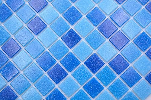 Piastrelle Mosaico Vetro Azzurro Classic Mix 4F - Per Piscine E Rivestimenti, Carta Incollata - Foto 8