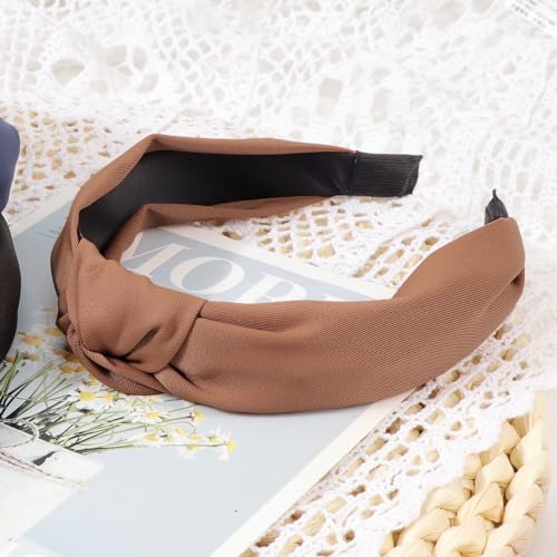 Image of DRESHOW 8 Pack Knotted Headbands for Women Wide Turban Headband Yoga Exercise Ribbing Hair Hoop Hair Bands Accessories