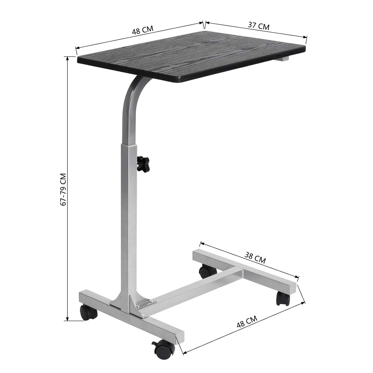 MEUBLE COSY Laptoptafel, Hout, Staal, Bureau, In Hoogte Verstelbaar Wieltjes Houder Donkerbruin 110 X 55 X 70 915 Cm