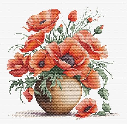 Image of Luca-S Cross Stitch Kit, Summer Rubies, Counted Cross Stitch Kit for Adults, Embroidery Kit, B7022