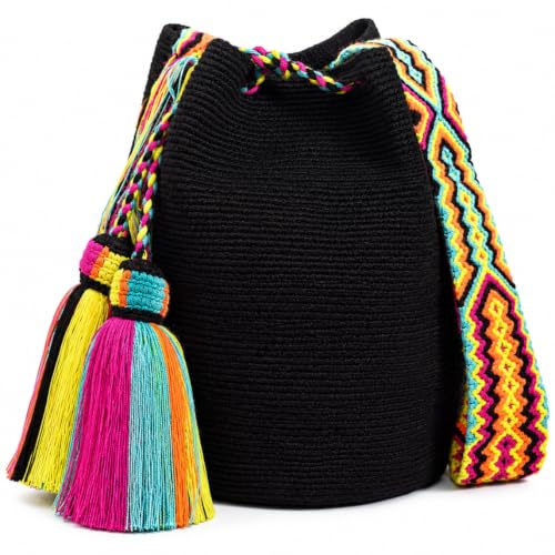 Image of WYOU Designer Wayuu Hand-Crochet Woven Summer Beach Bag for Everyday, Travel-Large Beachy Purse, Colorful Purses for Women