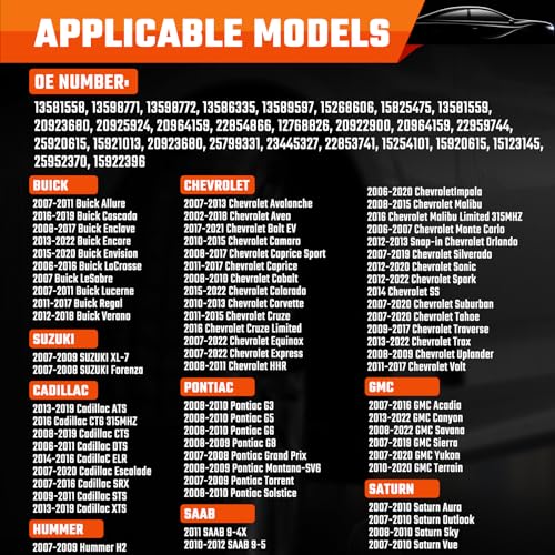 TPMS Sensor, GM 315MHZ Pre-Programmed Tire Pressure Sensors Fit for Chevy Silverado GMC Cadillac Buick Pontiac Saturn Hummber Saab 13581558 13586335 13598771 4pcs - Image 6