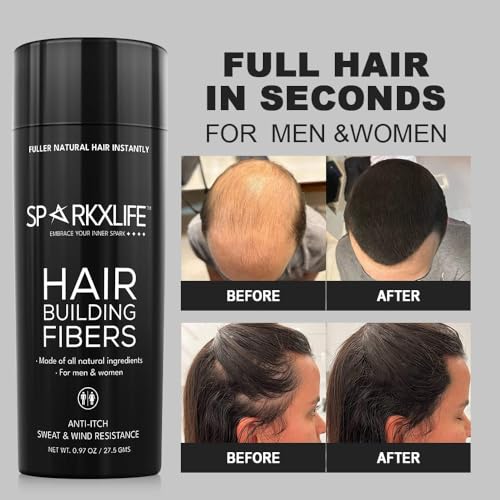 Image of Hair Fiber Medium Brown - Keratin Thick Fiber & Hair Building Fibre for Men & Women - Instant Concealer & Filler powder for Thinning Hairline & Bald Spots (27.5g) (Medium Brown)