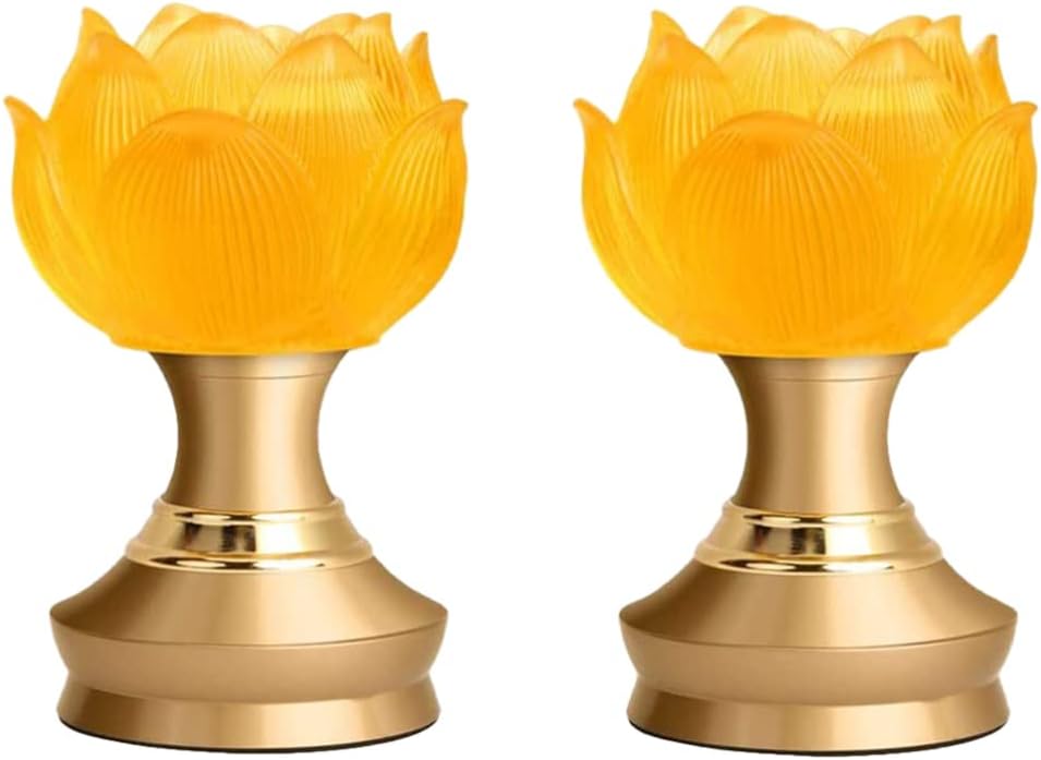 OSALADI LED Lotus Buddhist Light Buddha Lotus Lamp 2 in 1 Battery- Operated Buddhist Worship Prayer Faith Modern Simple Style Lamp 2pcs