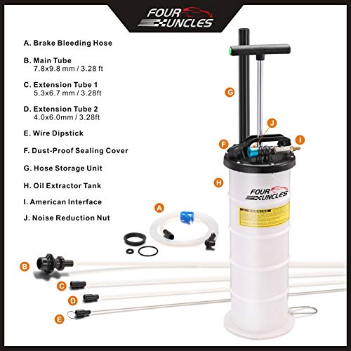FOUR UNCLES Oil Changer Vacuum Fluid Extractor Pneumatic/Manual 6.5 Liter with Pump Tank Remover